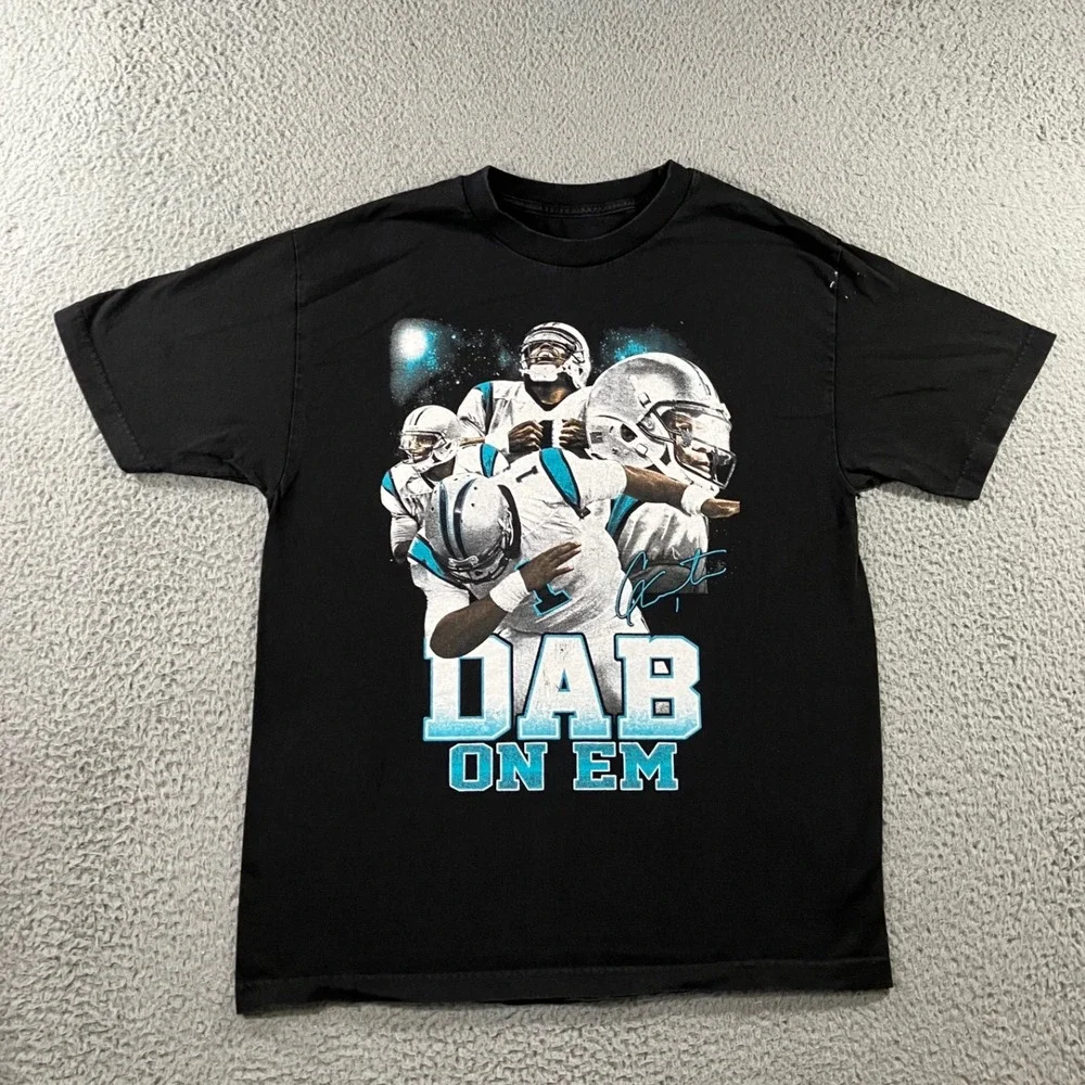 Cam Newton T-Shirt Mens M Dab On Em NFL Carolina Panthers Black Graphic Gorpcore